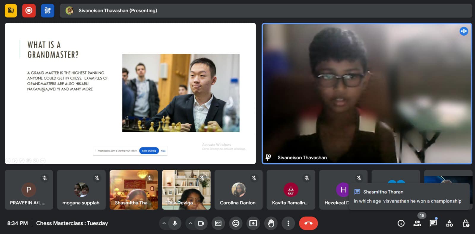 Online chess class session 29